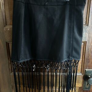 Miss Me Black Fringe Mini Skirt
